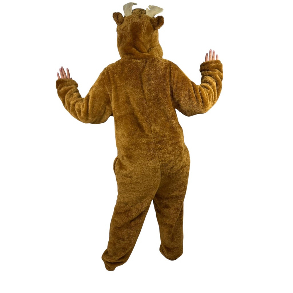 Briefly Stated Reindeer Moose Onesie XL Brown Hooded Pajamas Christmas Costume - Picture 8 of 15